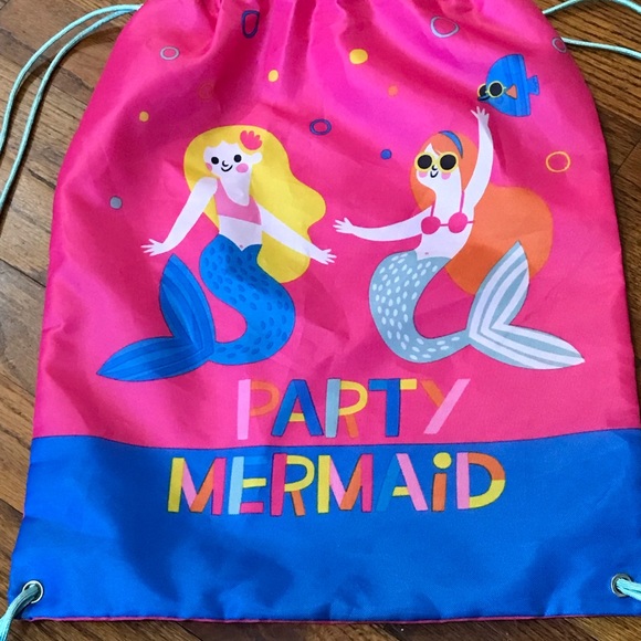 Party Mermaid Draw String Backpack Bag Tote Sack Carryall Toddlers Little Girls - Picture 13 of 16
